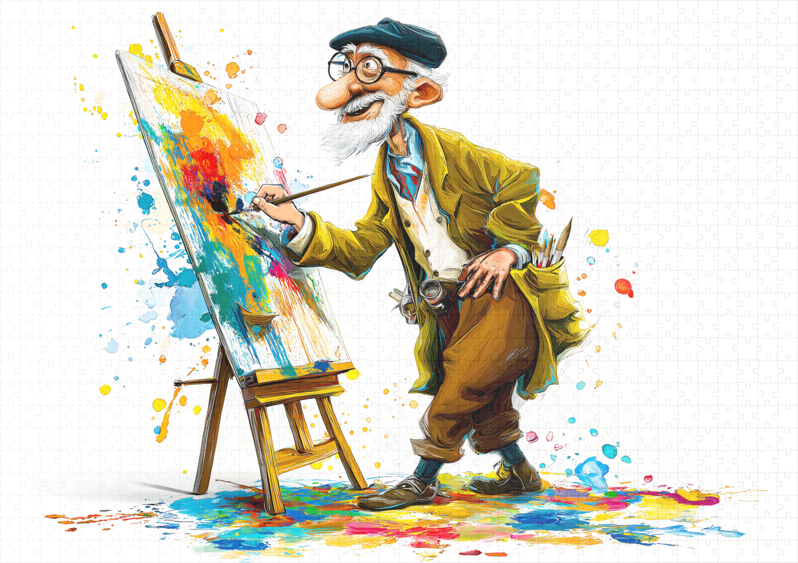 raxxa Premium-Puzzle: Humorous Elderly Man Reading Illustration – Bild 2
