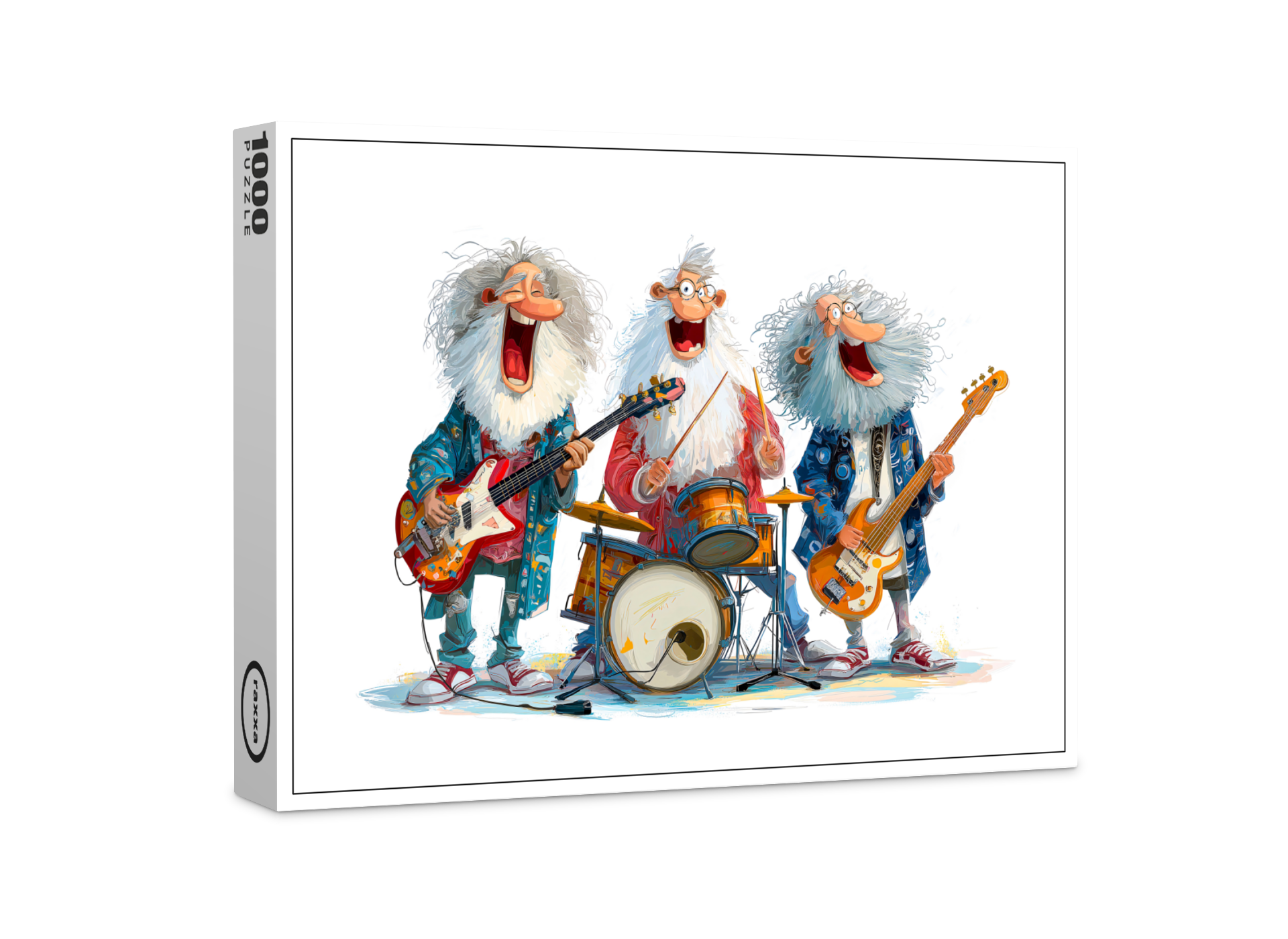 raxxa Premium-Puzzle: Funny illustration of seniors playing rock music