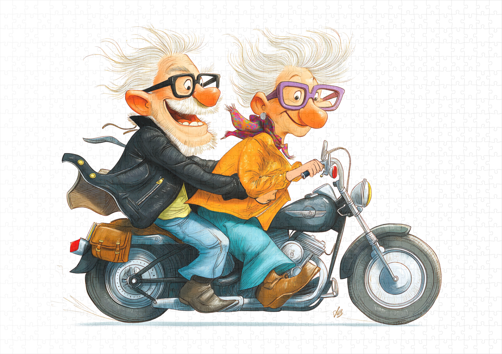 raxxa Premium-Puzzle: Funny illustration of seniors riding motorcycle – Bild 2