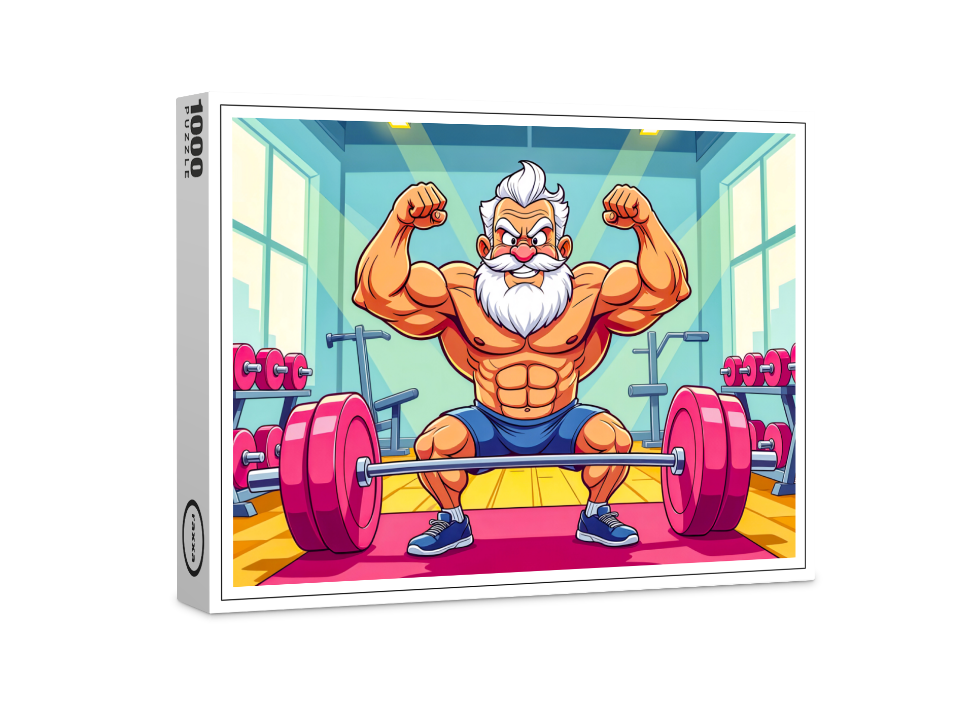 raxxa Premium-Puzzle: Grandpa lifting weights making sports