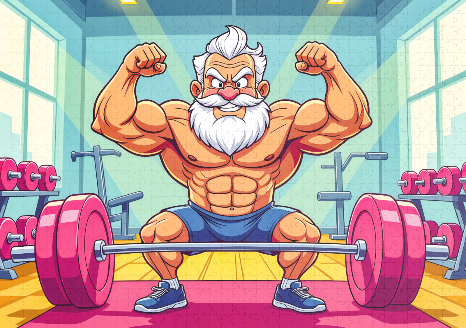 raxxa Premium-Puzzle: Grandpa lifting weights making sports - Image 2