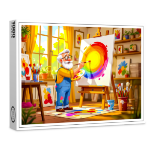 raxxa Premium-Puzzle: Grandpa painting creatively on canvas