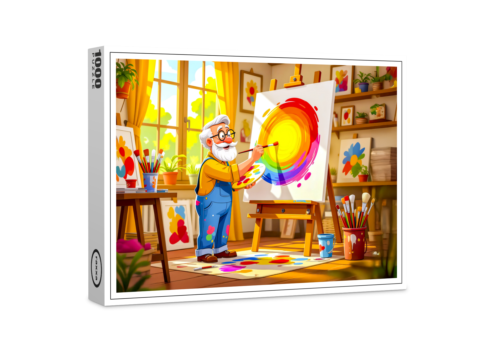 raxxa Premium-Puzzle: Grandpa painting creatively on canvas