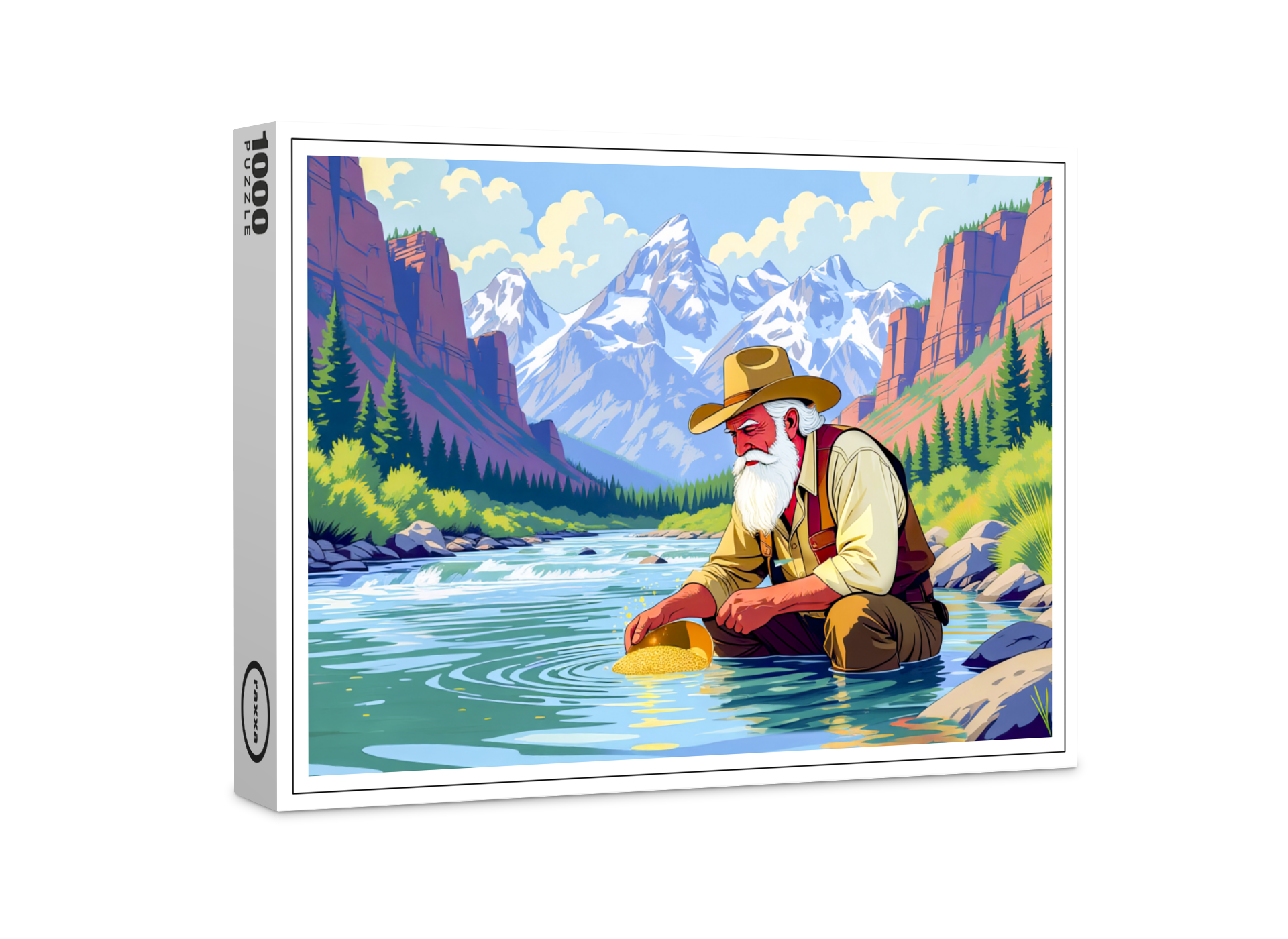 raxxa Premium-Puzzle: Grandpa gold panning at Yukon River