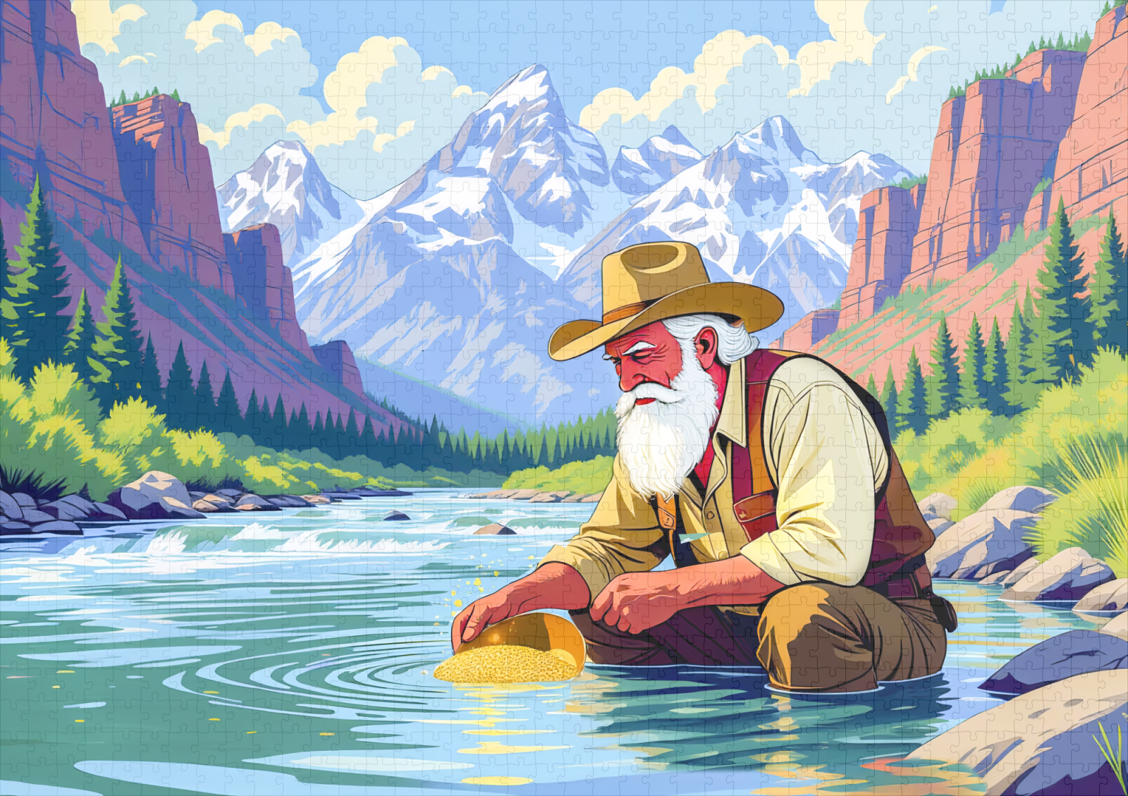 raxxa Premium-Puzzle: Grandpa gold panning at Yukon River – Image 2