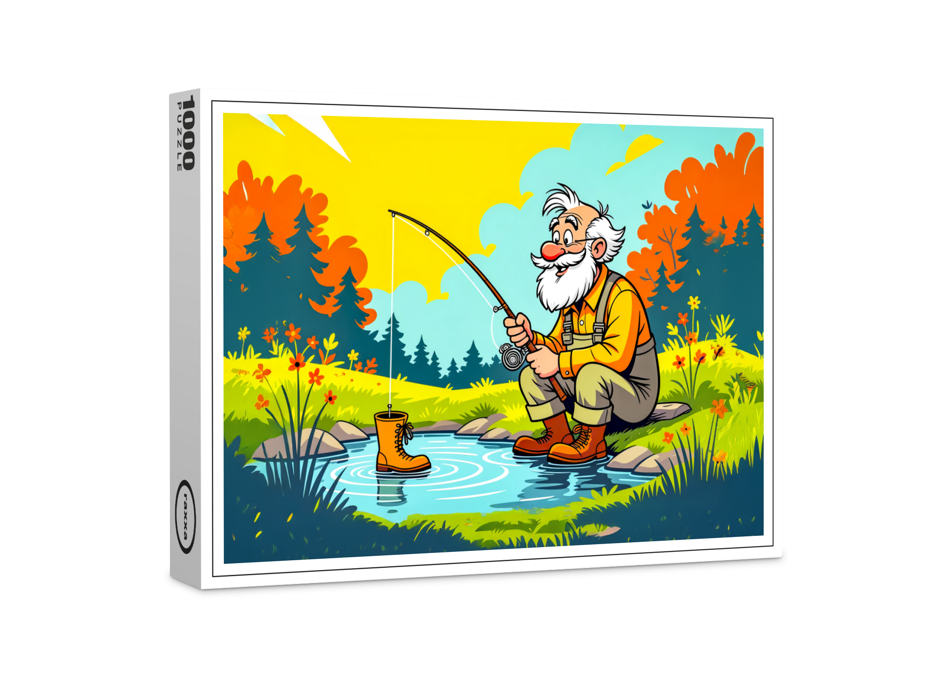raxxa Premium-Puzzle: Grandpa catching a shoe while fishing