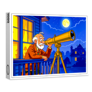 raxxa Premium-Puzzle: Grandpa Stargazing with Telescope