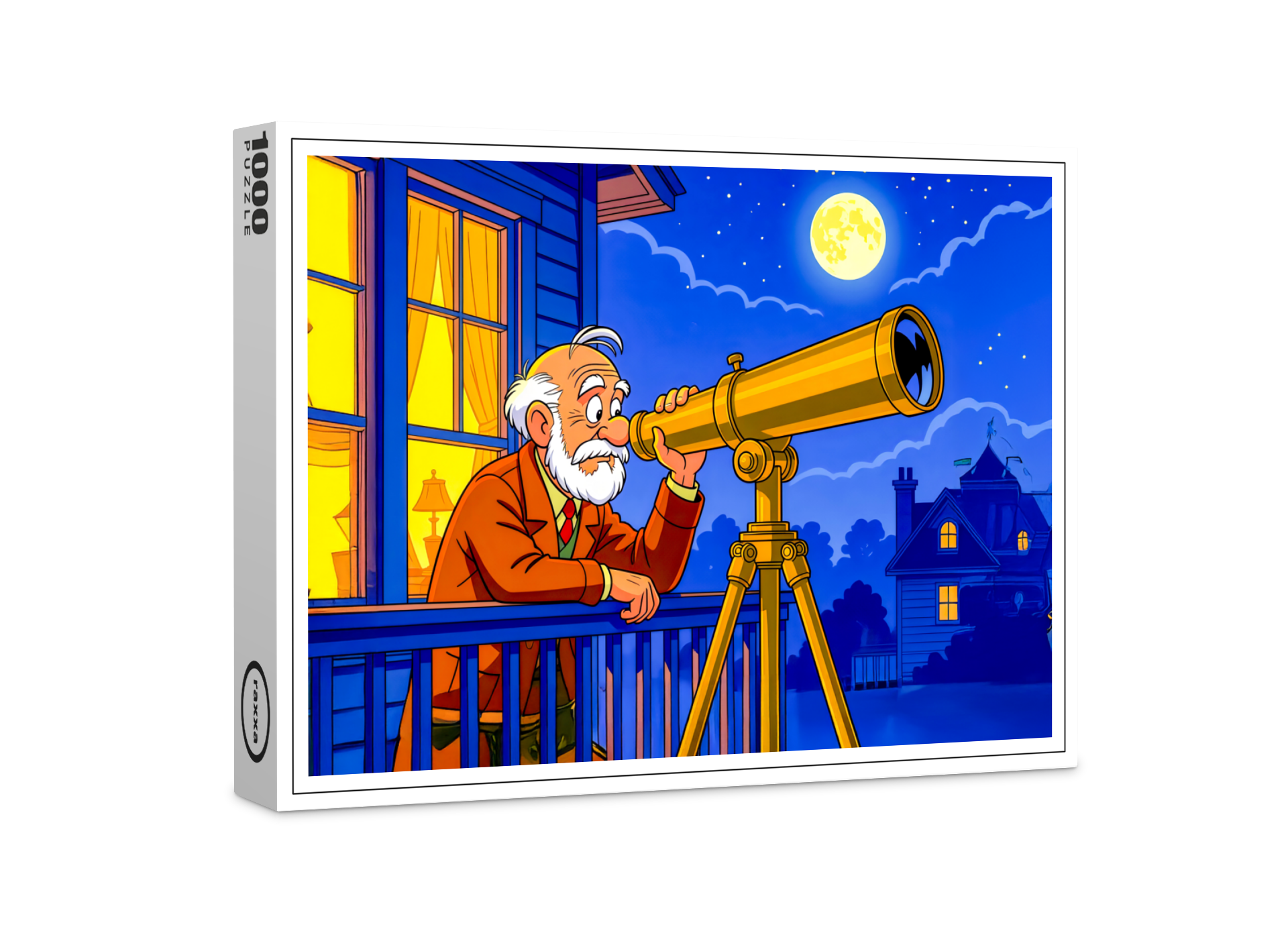 raxxa Premium-Puzzle: Grandpa Stargazing with Telescope