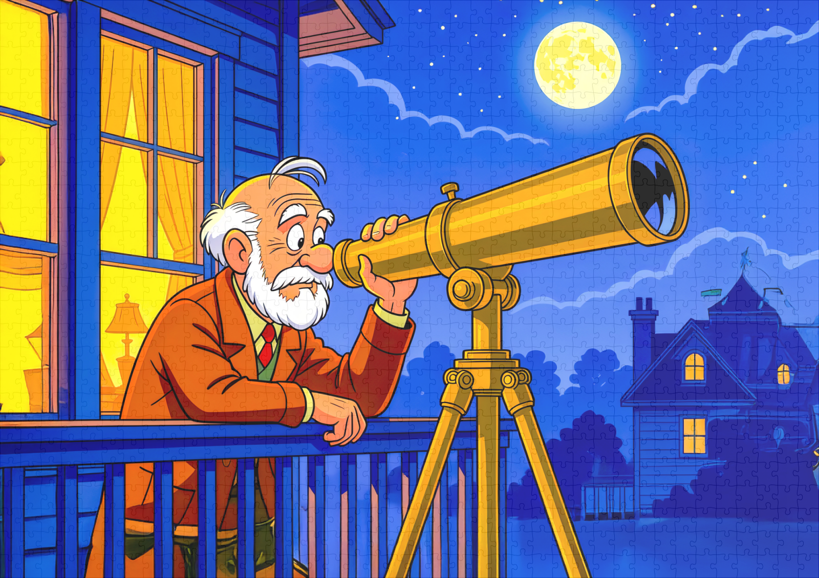 raxxa Premium-Puzzle: Grandpa Stargazing with Telescope – Image 2