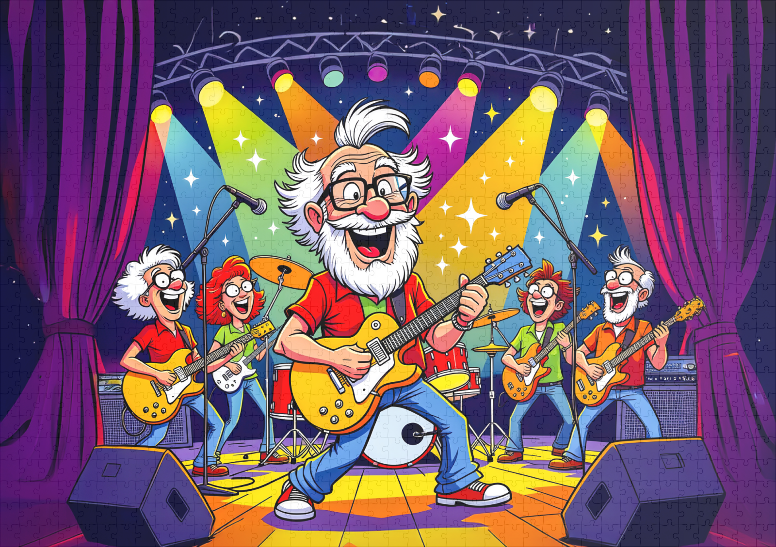 raxxa Premium-Puzzle: Grandpa playing in a rock band on stage - Image 2