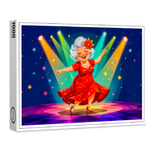 raxxa Premium-Puzzle: Grandmother Dancing on Stage Illustration