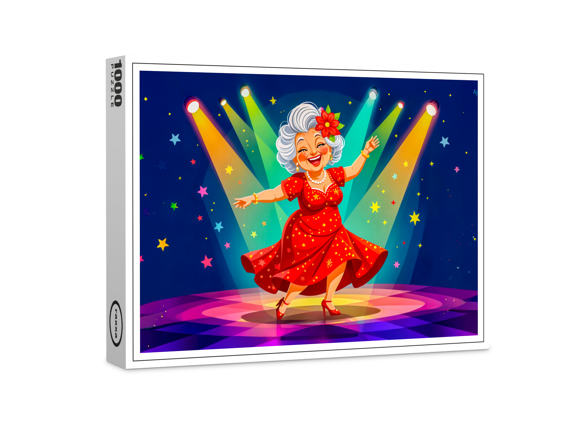 raxxa Premium-Puzzle: Grandmother Dancing on Stage Illustration