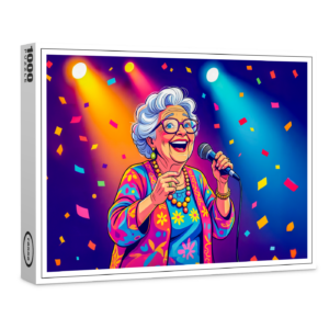 raxxa Premium-Puzzle: Grandmother Singing on Stage Illustration