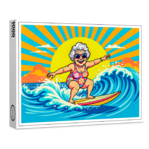 raxxa Premium-Puzzle: Grandmother Surfing Illustration