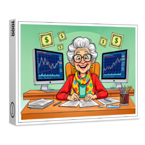 raxxa Premium-Puzzle: Grandmother Stock Trading Illustration