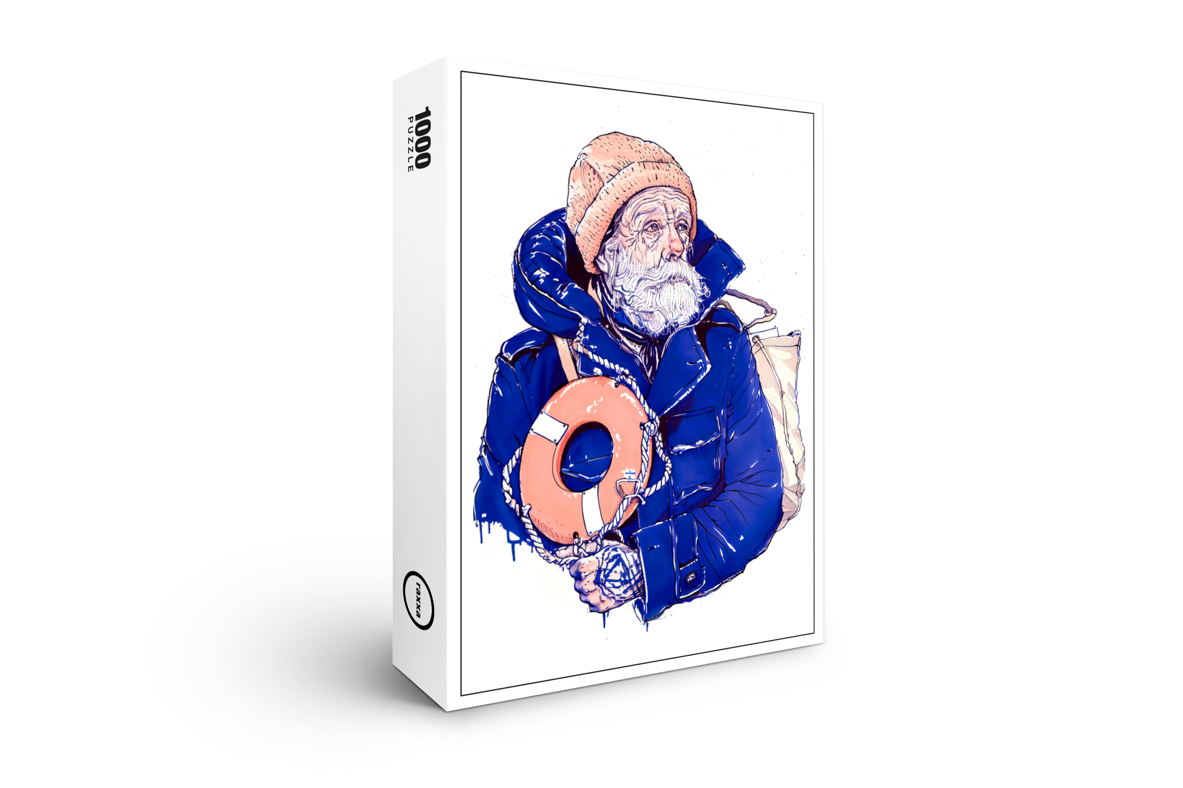raxxa Premium-Puzzle: Sailor Holding Lifebuoy Wearing Orange Knit Cap