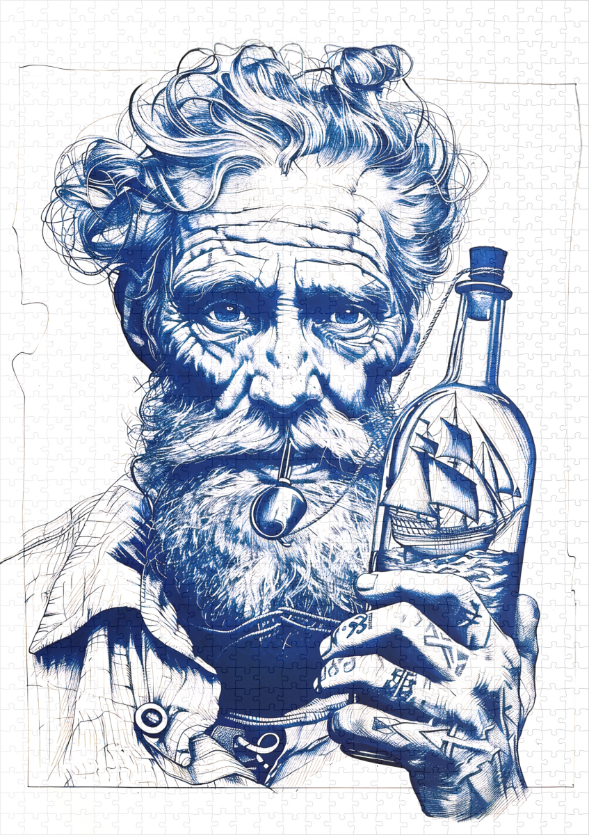 raxxa Premium-Puzzle: Sailor Holding Bottle Containing Small Model Ship - Image 2
