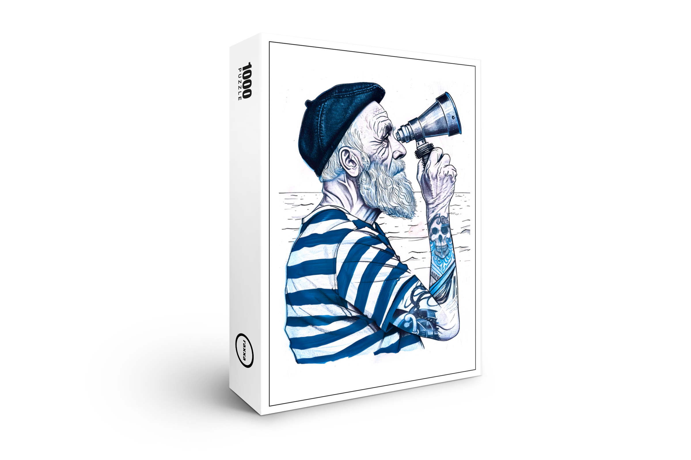 raxxa Premium-Puzzle: Sailor Looking Through Telescope Toward Distant Horizon