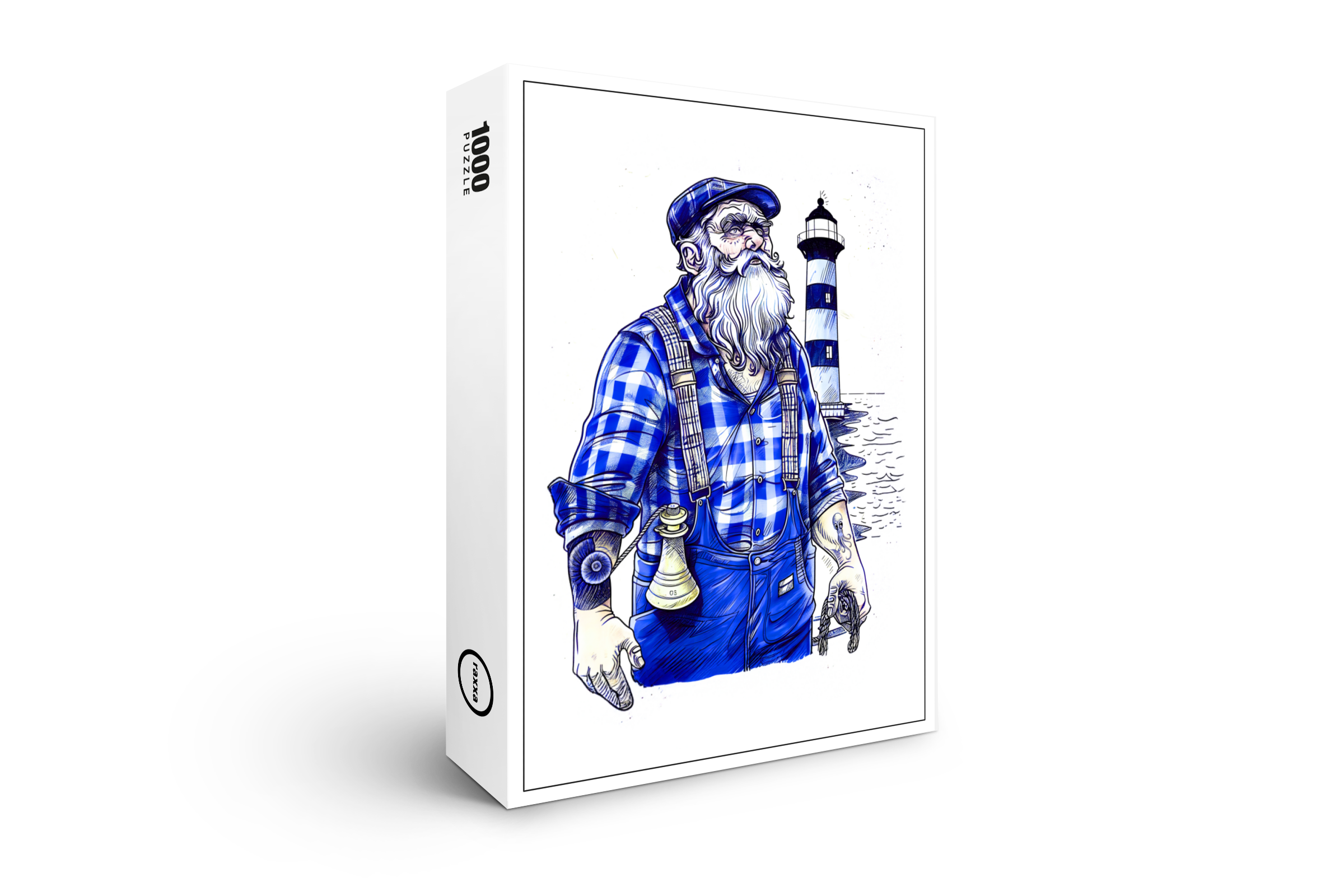 raxxa Premium-Puzzle: Sailor Holding Bell Standing Near Coastal Lighthouse