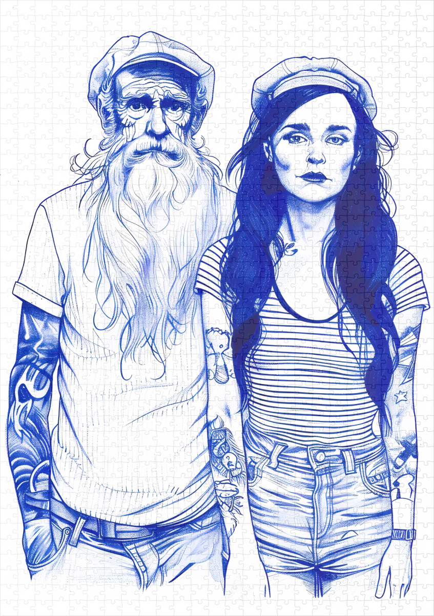 raxxa Premium-Puzzle: Sailor Standing Beside Tattooed Woman In Portrait – Bild 2