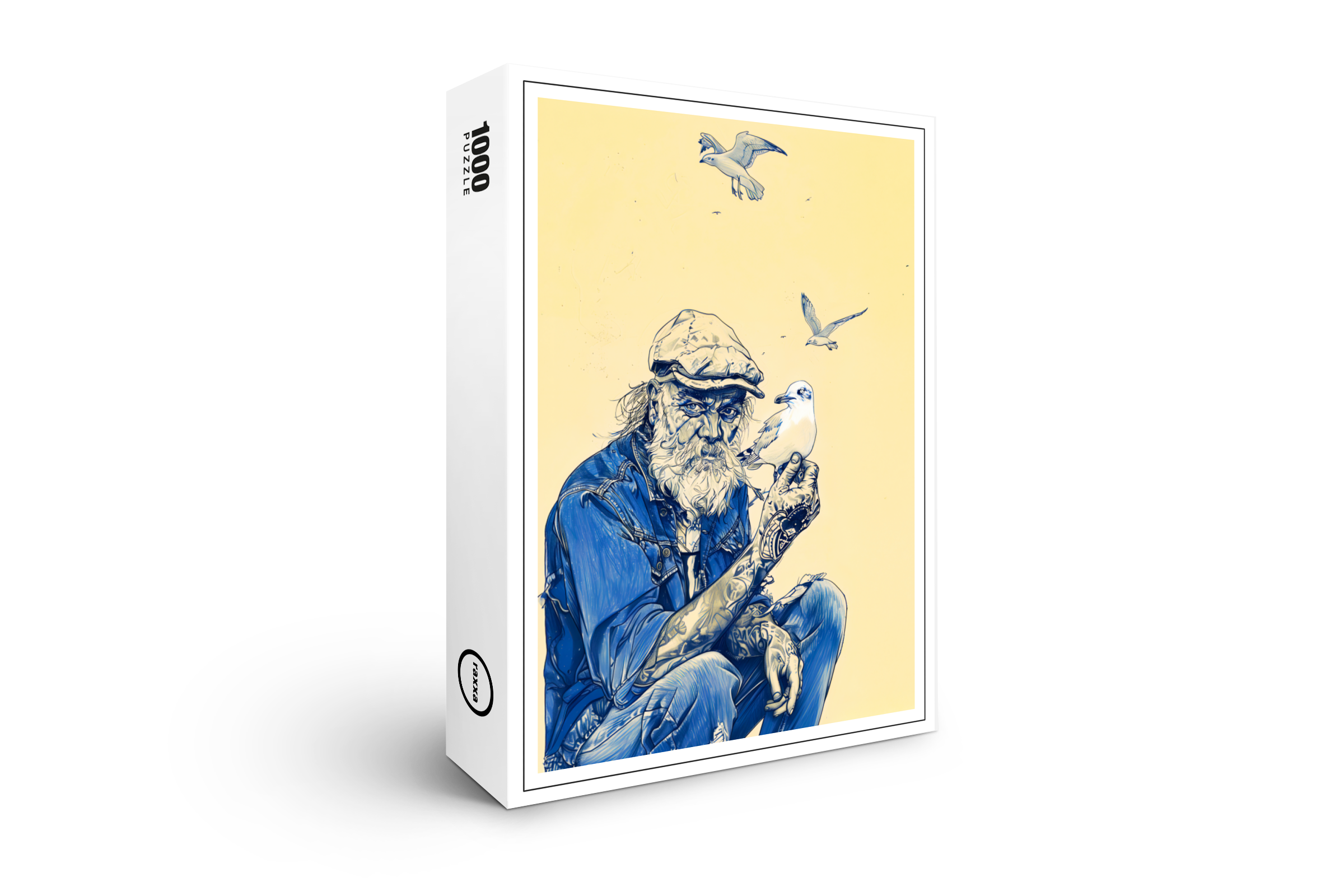 raxxa Premium-Puzzle: Sailor Sitting Calmly Surrounded By Several Birds
