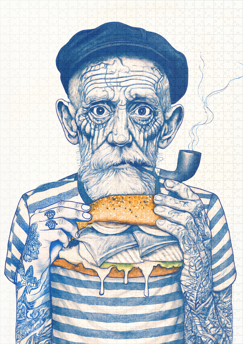 raxxa Premium-Puzzle: Old Sailor Eating Sandwich - immagine 2