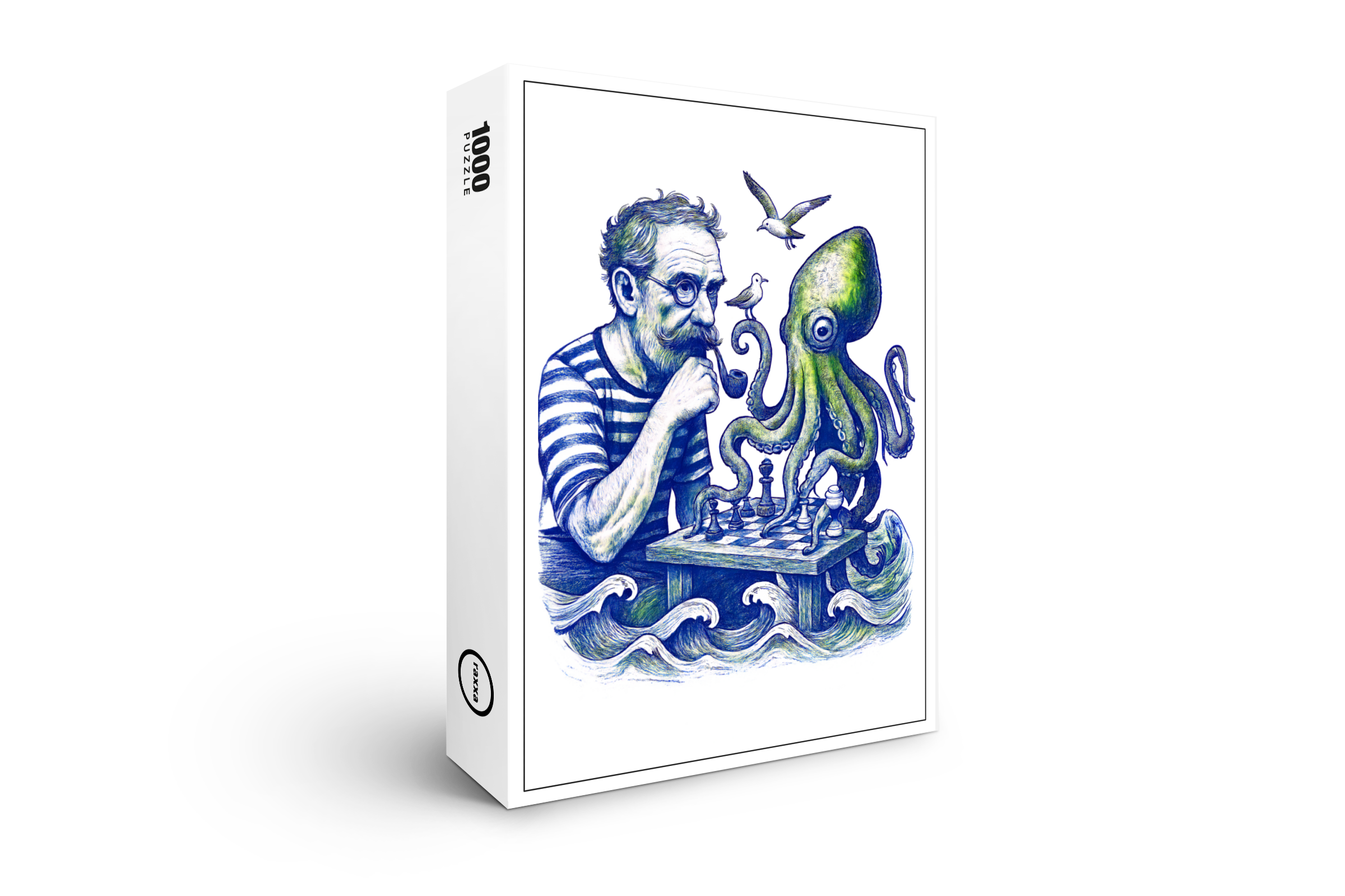 raxxa Premium-Puzzle: Sailor Playing Chess With Large Curious Octopus
