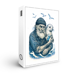 raxxa Premium-Puzzle: Elderly Sailor with Seal on Christmas