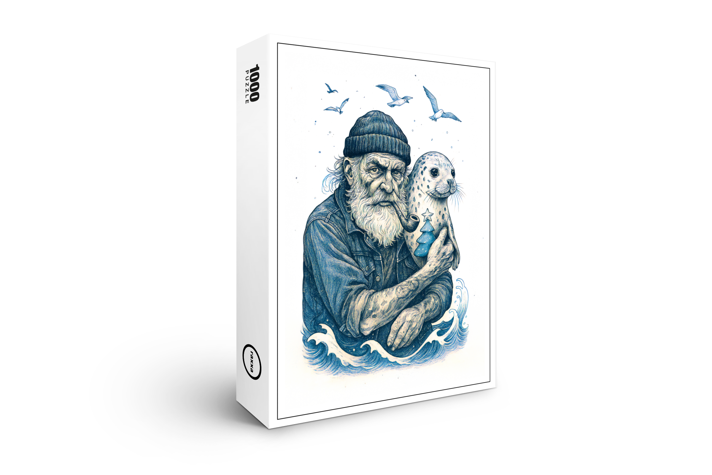 raxxa Premium-Puzzle: Elderly Sailor with Seal on Christmas