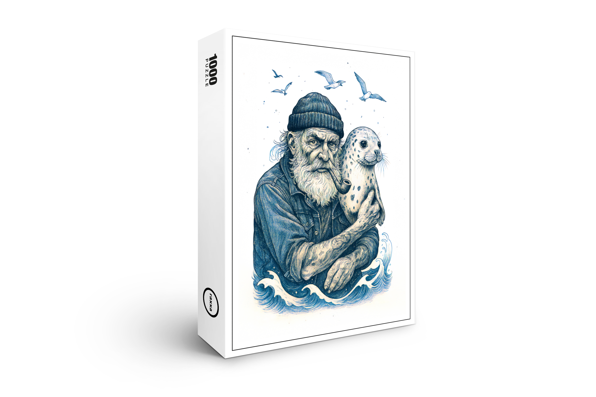 raxxa Premium-Puzzle: Elderly Sailor with Seal