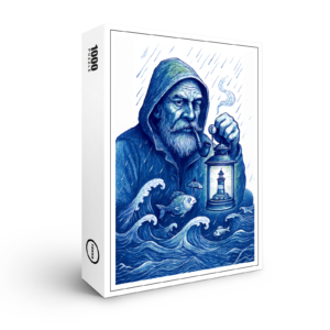 raxxa Premium-Puzzle: Sailor Holding Lantern While Fish Holds Umbrella