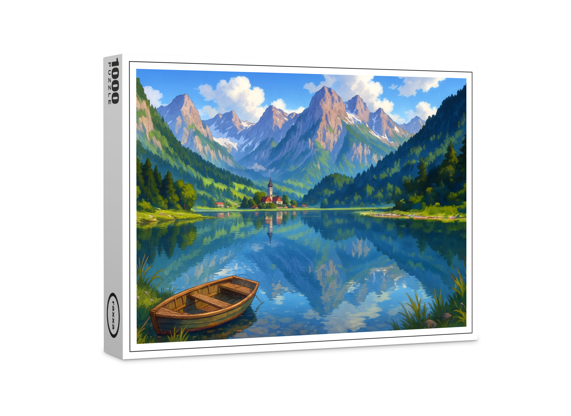raxxa Premium-Puzzle: See in den Alpen im Anime Stil