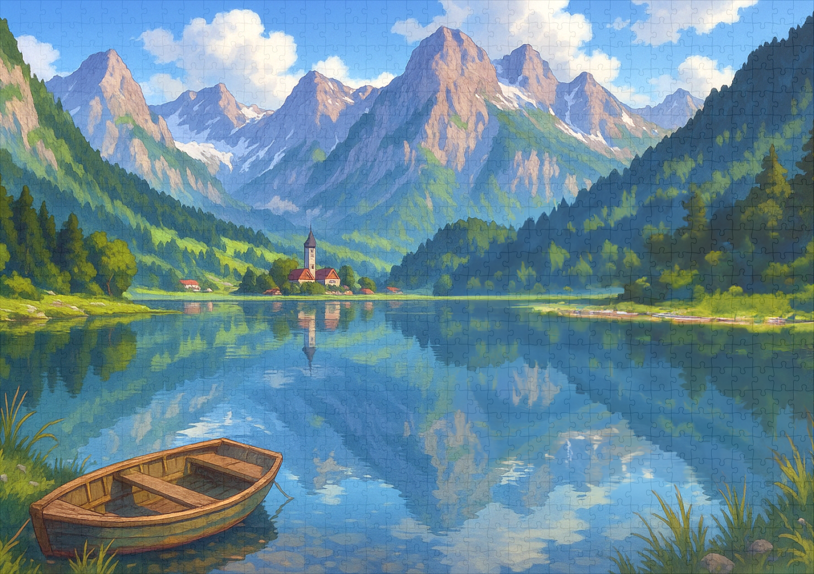raxxa Premium-Puzzle: See in den Alpen im Anime Stil – Image 2