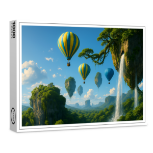 raxxa Premium-Puzzle: Heißluftballons reisen durch schwebende Inseln