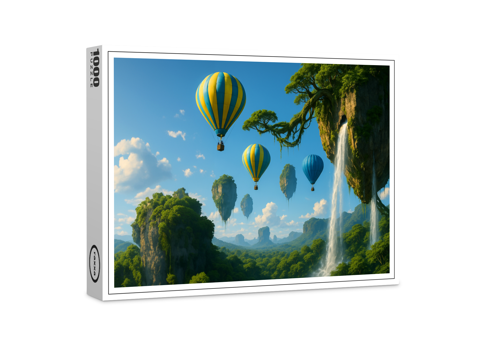 raxxa Premium-Puzzle: Heißluftballons reisen durch schwebende Inseln