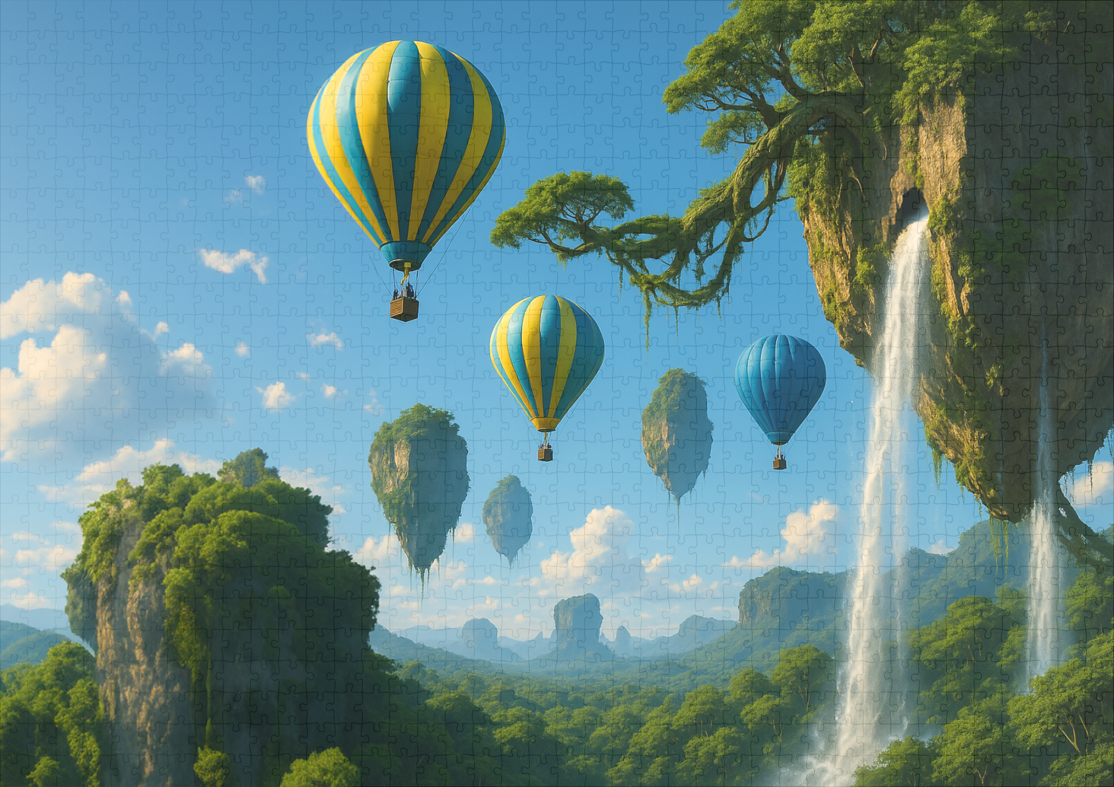 raxxa Premium-Puzzle: Heißluftballons reisen durch schwebende Inseln - immagine 2