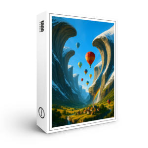 raxxa Premium-Puzzle: Fantasylandschaft mit spektakulären Felswänden und Heißluftballons