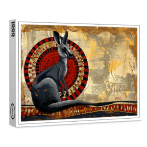 raxxa Premium-Puzzle: Känguru mit Mosaikhintergrund auf Goldstruktur