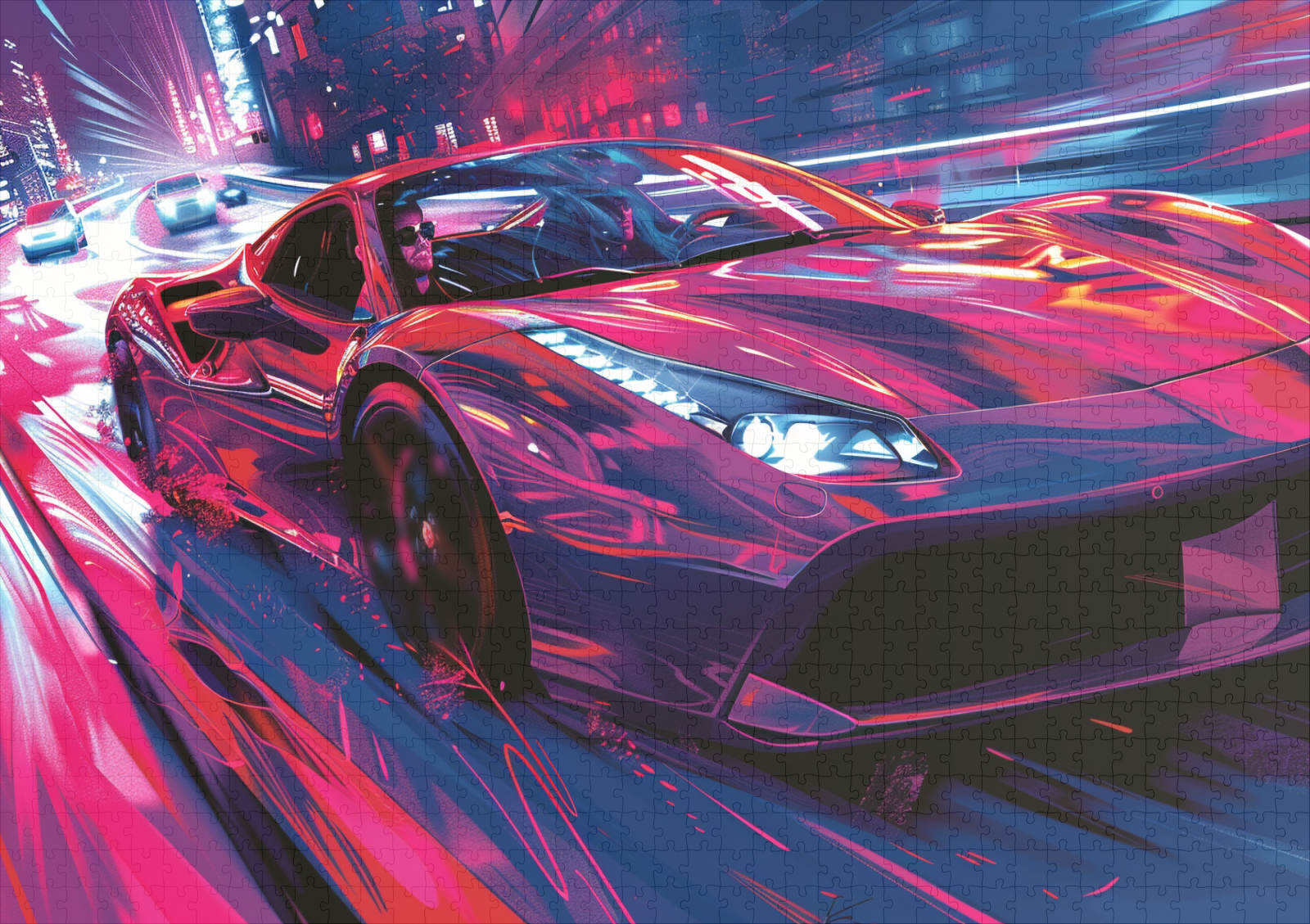raxxa Premium-Puzzle: Neon Speed – Rausch der Großstadt - immagine 2