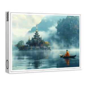 raxxa Premium-Puzzle: Insel des Geistes - buddhistischer Mönch im Boot