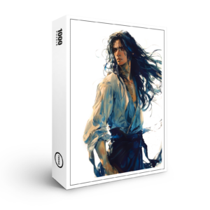 raxxa Premium-Puzzle: Charakterporträt im Anime Stil – junger Mann mit wehendem Haar