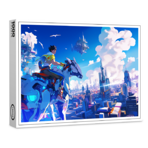 raxxa Premium-Puzzle: Stadt der Zukunft – Reiter über den Wolken