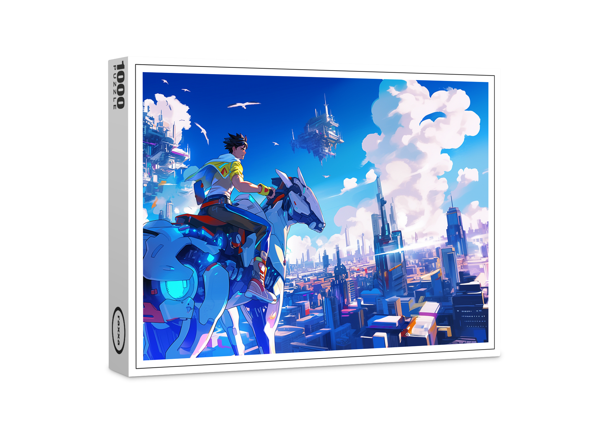 raxxa Premium-Puzzle: Stadt der Zukunft – Reiter über den Wolken