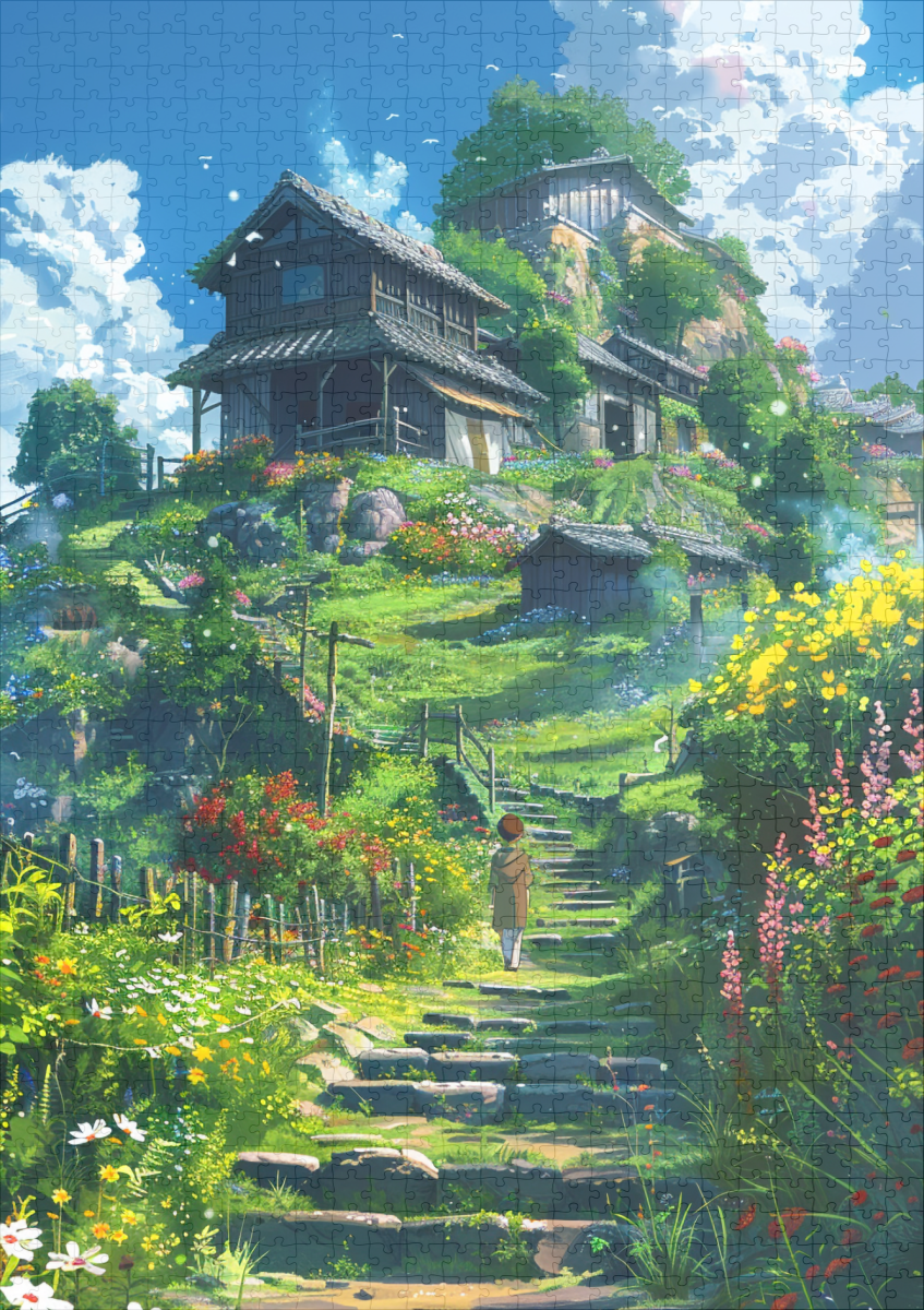 raxxa Premium-Puzzle: Pfad zum Hügeldorf - Anime Stil – Image 2