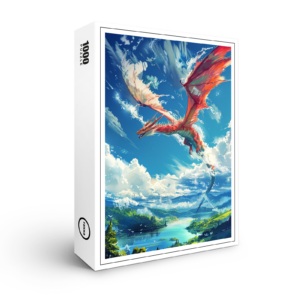 raxxa Premium-Puzzle: Wächter der Himmelslande - Roter Drache im Anime Stil