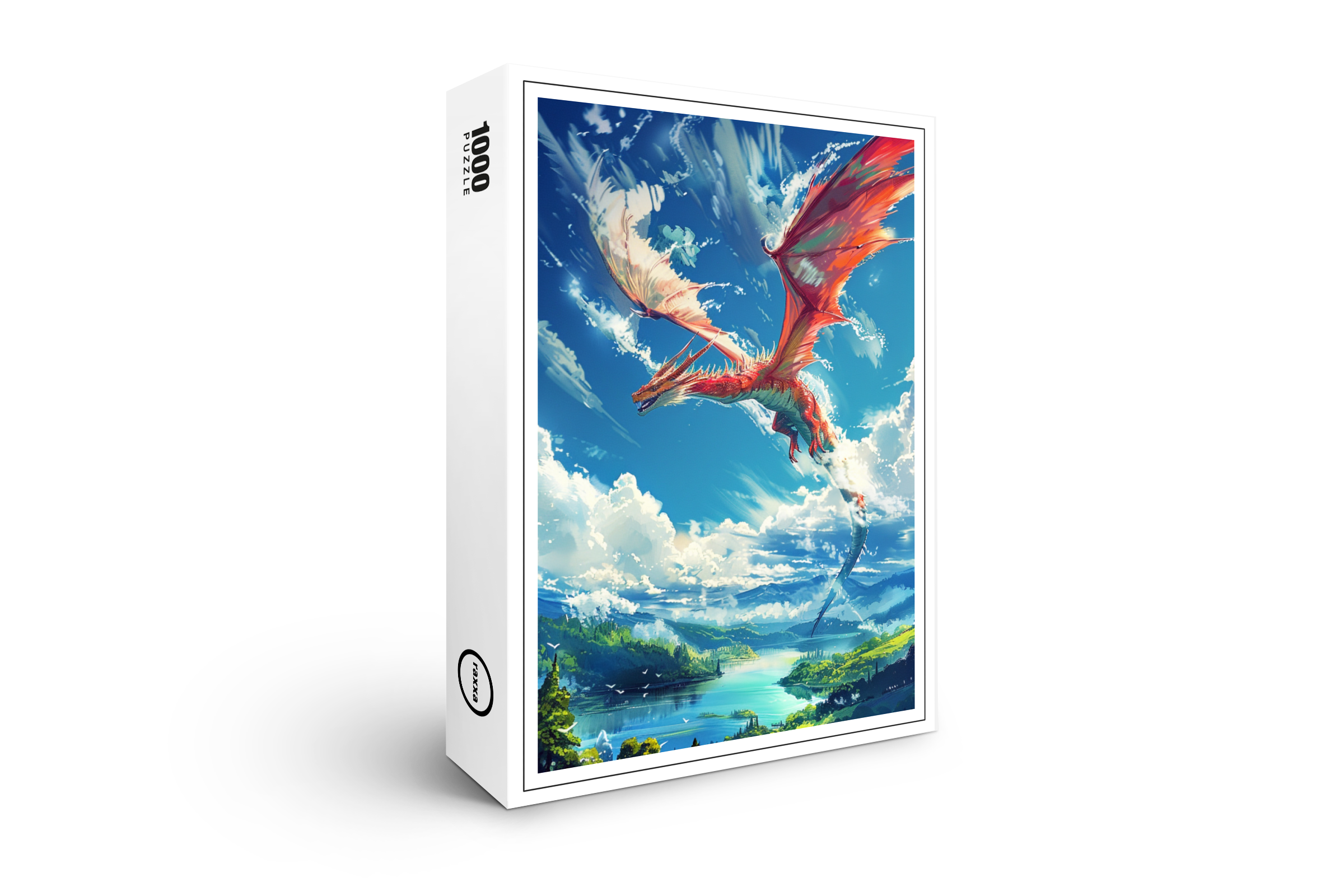 raxxa Premium-Puzzle: Wächter der Himmelslande - Roter Drache im Anime Stil