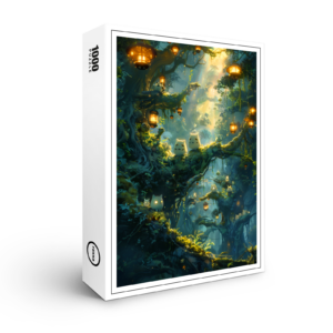 raxxa Premium-Puzzle: Waldlichter und Waldbewohner im Anime Stil