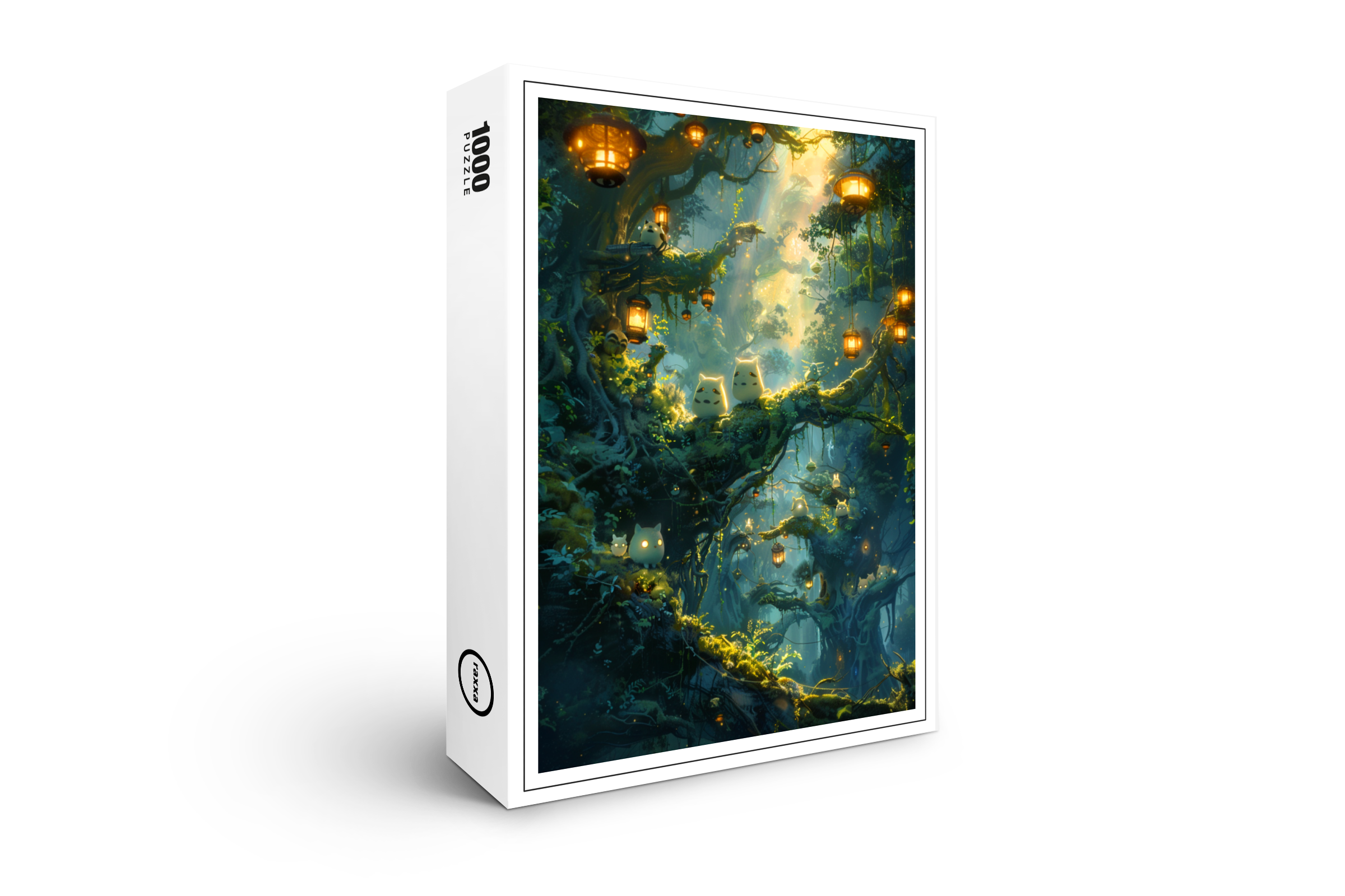 raxxa Premium-Puzzle: Waldlichter und Waldbewohner im Anime Stil