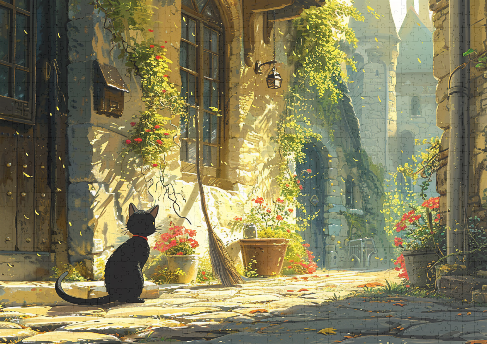 raxxa Premium-Puzzle: Die schwarze Katze in der Gasse - Anime Stil - Image 2