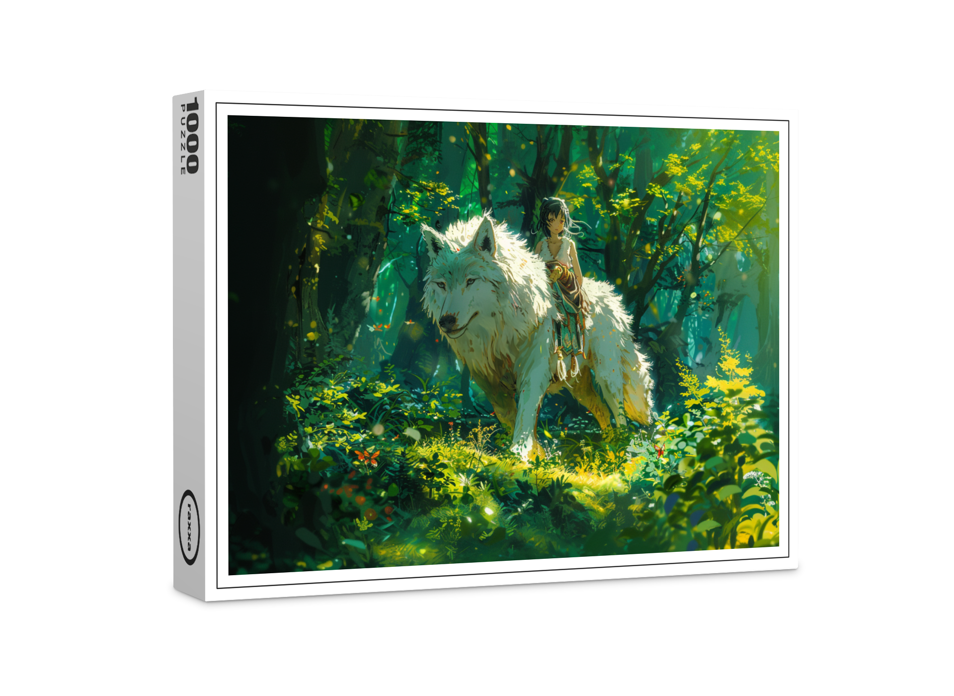 raxxa Premium-Puzzle: Waldreiterin und der weiße Wolf - Anime Stil